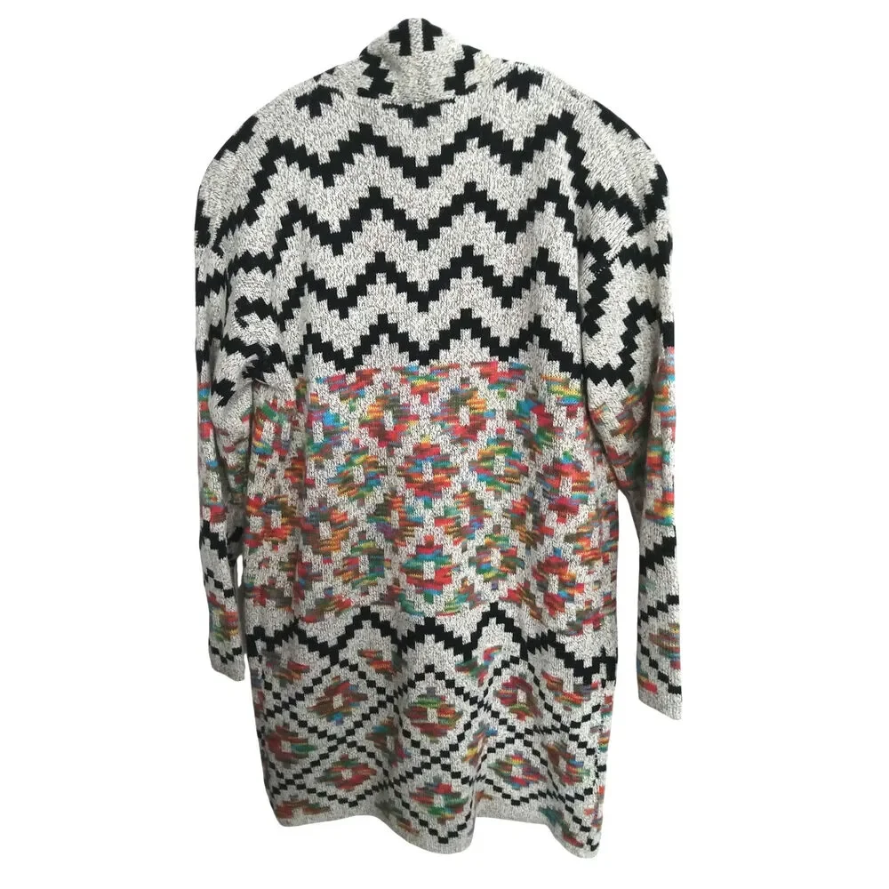 NWT chunky knit Aztec sweater cardigan sz S oversized Western native tribal boho - Picture 2 of 6